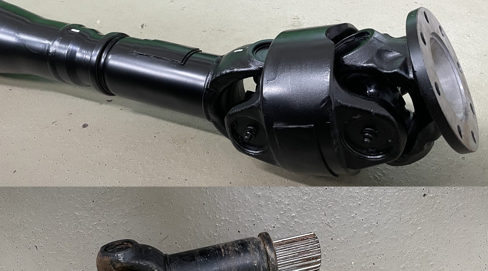 Zerlegte Welle und fertig instand gesetzte Welle mit Flansch – nachher